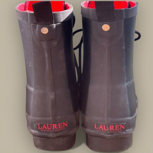 Polo Duck Boots In Women Polo Ralph Lauren Mikenna Black Rubber Rain Duck Boots Lace Up Women\'s Size 6